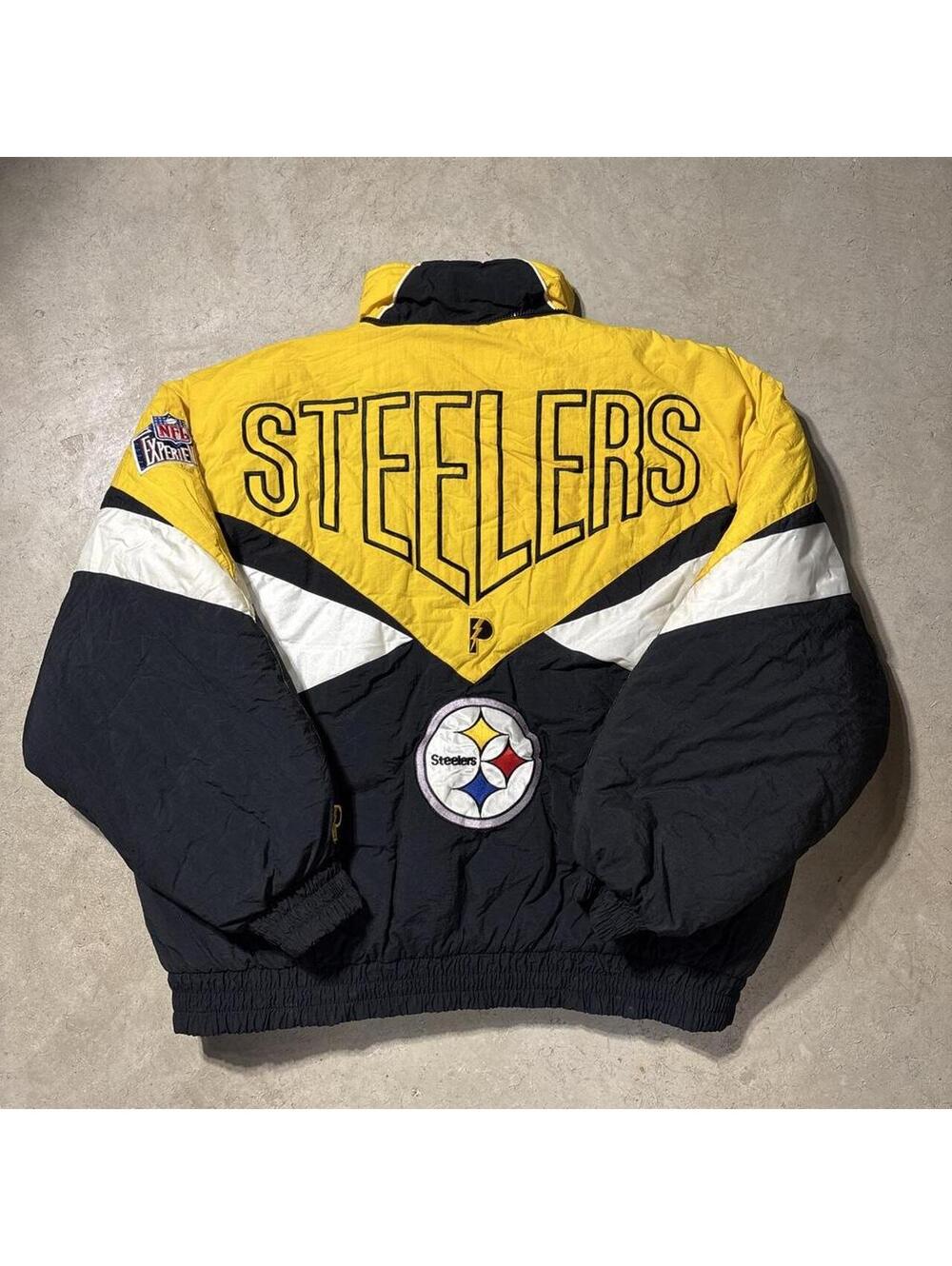 Vintage 90s Pro Player Pittsburgh Steelers NFL Jacket Mens XXL Colorblock